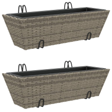vidaXL 2 db szürke polyrattan növénytartó horoggal (366403) kerti tárolás