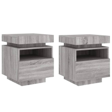 vidaXL 2 db szürke sonoma éjjeliszekrény LED-fényekkel 40x39x48,5 cm (836795) bútor
