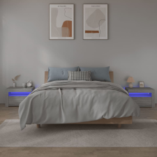 vidaXL 2 db szürke sonoma színű éjjeliszekrény LED-ekkel 60x35x40 cm bútor