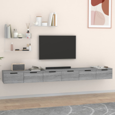 vidaXL 2 db szürke sonoma színű szerelt fa faliszekrény 102x30x20 cm bútor
