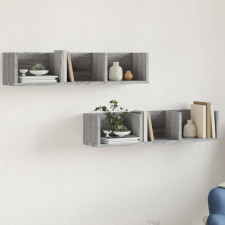 vidaXL 2 db szürke sonoma színű szerelt fa faliszekrény 75x18x16,5 cm bútor