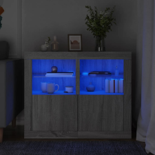 vidaXL 2 db szürke sonoma színű szerelt fa kisszekrény LED-ekkel bútor