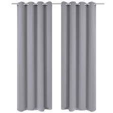 vidaXL 2 db szürke sötétítőfüggöny fém függönykarikákkal 135 x 175 cm lakástextília