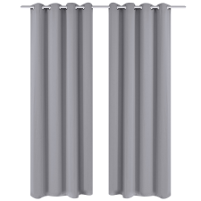 vidaXL 2 db Szürke Sötétítőfüggöny Fém Karikával 135 x 245 cm lakástextília