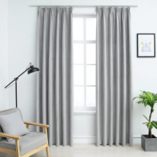 vidaXL 2 db szürke sötétítőfüggöny kampókkal 140 x 175 cm lakástextília