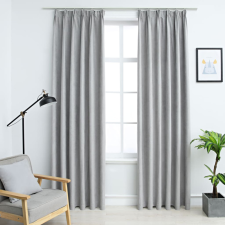 vidaXL 2 db szürke sötétítőfüggöny kampókkal 140 x 245 cm lakástextília