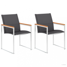 vidaXL 2 db szürke textilén és rozsdamentes acél kerti szék kerti bútor