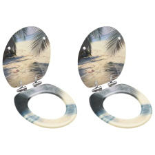 vidaXL 2 db tengerpartmintás MDF WC-ülőke finoman záródó fedéllel fürdőszoba kiegészítő