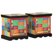 vidaXL 2 db többszínű tömör mangófa éjjeliszekrény 40x35x45 cm bútor