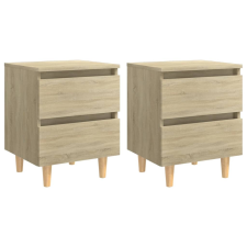 vidaXL 2 db tölgyszínű éjjeliszekrény tömör fenyő lábakkal 40x35x50 cm bútor