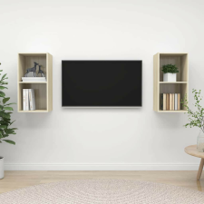 vidaXL 2 db tölgyszínű szerelt fa falra szerelhető TV-szekrény bútor