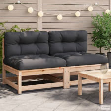vidaXL 2 db tömör fenyőfa karfa nélküli kerti kanapé párnákkal kerti bútor
