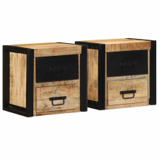 vidaXL 2 db tömör nyers mangófa éjjeliszekrények 40x35x40 cm bútor
