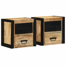 vidaXL 2 db tömör nyers mangófa éjjeliszekrények 40x35x40 cm bútor