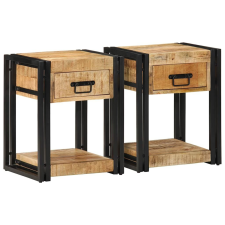 vidaXL 2 db tömör nyers mangófa éjjeliszekrények 40x35x50 cm bútor