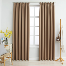 vidaXL 2 db tópszínű sötétítőfüggöny kampókkal 140 x 175 cm lakástextília