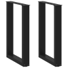 vidaXL 2 db U alakú étkezőasztal láb fekete acélból 50 x (72-73) cm