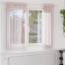 vidaXL 2 db világos rózsaszínű fátyolfüggönyök rojtokkal 140x175 cm lakástextília