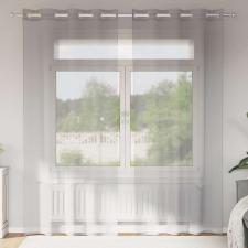 vidaXL 2 db világosszürke fátyolfüggönyök rojtokkal 140x225 cm lakástextília