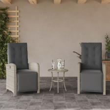 vidaXL 2 db világosszürke polyrattan dönthető kerti szék lábtartóval kerti bútor