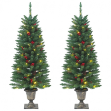 vidaXL 2 db zöld műkarácsonyfa 100 db LED-del 120 cm műfenyő