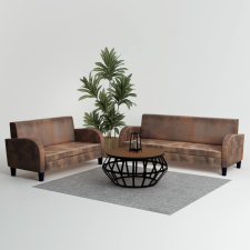 vidaXL 2-részes barna művelúr kanapészett bútor