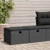 vidaXL 2 részes fekete polyrattan akácfa kerti ülőgarnitúra párnával