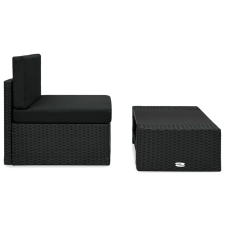 vidaXL 2 részes fekete polyrattan kerti ülőgarnitúra (49502) kerti bútor