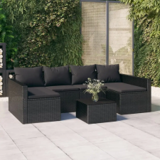 vidaXL 2 részes fekete polyrattan kerti ülőgarnitúra párnákkal (362345) kerti bútor