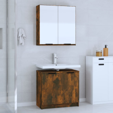 vidaXL 2 részes füstös tölgy színű szerelt fa fürdőszobaszekrény-szett fürdőszoba bútor