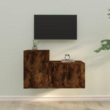 vidaXL 2 részes füstös tölgyszínű szerelt fa TV-szekrényszett bútor