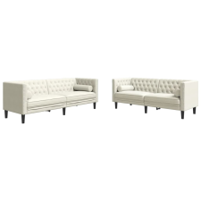 vidaXL 2 részes krémszínű bársony Chesterfield kanapészett párnákkal (3209298) bútor