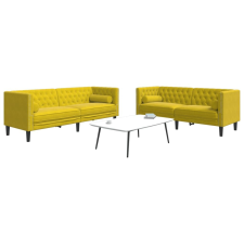vidaXL 2 részes sárga bársony Chesterfield kanapészett hengerpárnákkal bútor