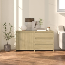 vidaXL 2 részes sonoma-tölgyszínű szerelt fa tálalószekrény bútor