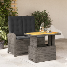 vidaXL 2 részes szürke polyrattan kerti étkezőgarnitúra párnákkal kerti bútor