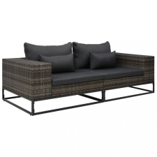 vidaXL 2 részes szürke polyrattan kerti kanapészett párnákkal kerti bútor