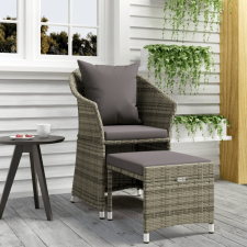 vidaXL 2 részes szürke polyrattan kerti ülőgarnitúra párnákkal kerti bútor