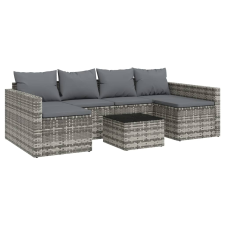vidaXL 2 részes szürke polyrattan kerti ülőgarnitúra párnákkal (362344) kerti bútor