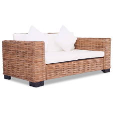 vidaXL 2 részes természetes rattan kanapészett párnákkal  (278623) bútor