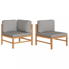 vidaXL 2 részes tíkfa kerti bútorszett sötétszürke párnákkal kerti bútor