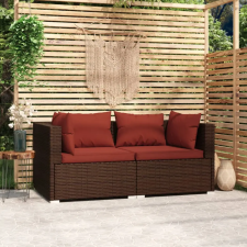 vidaXL 2-személyes barna polyrattan kanapé párnákkal kerti bútor