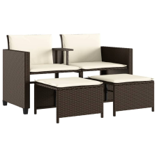 vidaXL 2 személyes barna polyrattan kerti kanapé asztallal/székkel (368417) kerti bútor