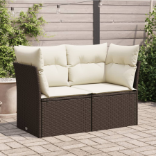 vidaXL 2 személyes barna polyrattan kerti kanapé párnával kerti bútor