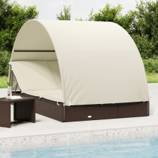 vidaXL 2 személyes barna polyrattan napágy kerek tetővel 211x112x140cm kerti bútor