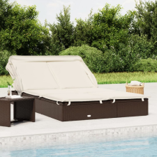 vidaXL 2 személyes barna polyrattan napágy tetővel 213 x 118 x 97 cm kerti bútor