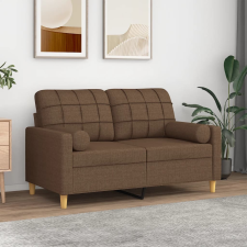vidaXL 2 személyes barna szövet kanapé díszpárnákkal 120 cm bútor