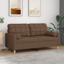 vidaXL 2 személyes barna szövet kanapé díszpárnákkal 140 cm bútor