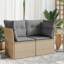 vidaXL 2 személyes bézs polyrattan kerti kanapé párnával kerti bútor