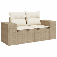 vidaXL 2 személyes bézs polyrattan kerti kanapé párnával (366063) kerti bútor