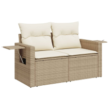 vidaXL 2 személyes bézs polyrattan kerti kanapé párnával (366079) kerti bútor